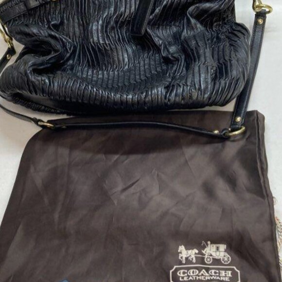 Coach Madison Gathered Leather Lindsey Sophia Satchel Black Gld/Brass Hardware - Picture 5 of 5